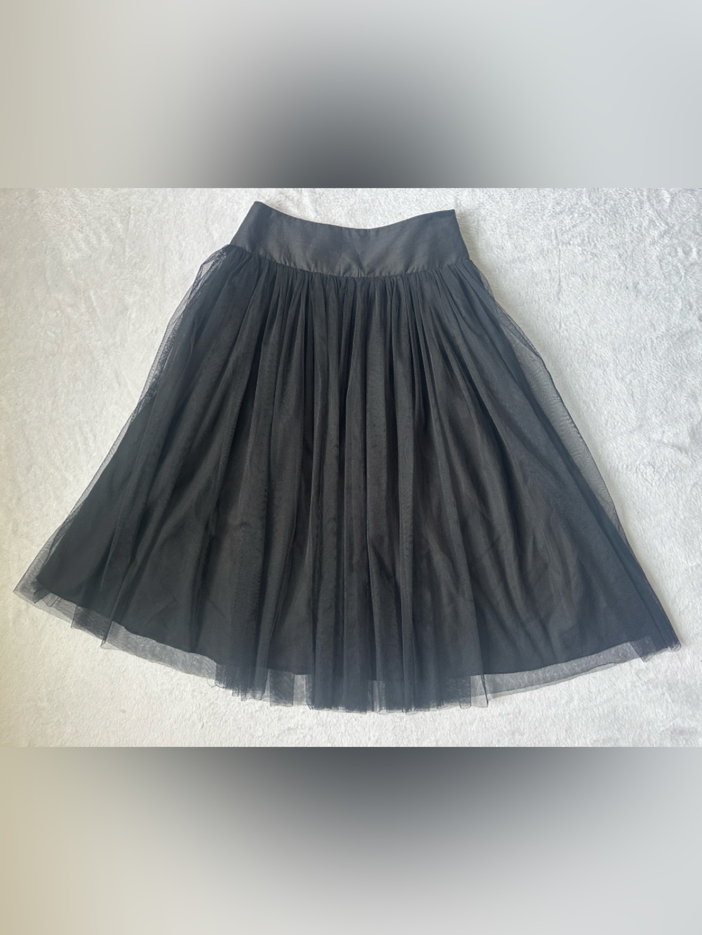High Waist Black Tulle Midi Skirt Womens Small Balletcore Dark Academia Goth